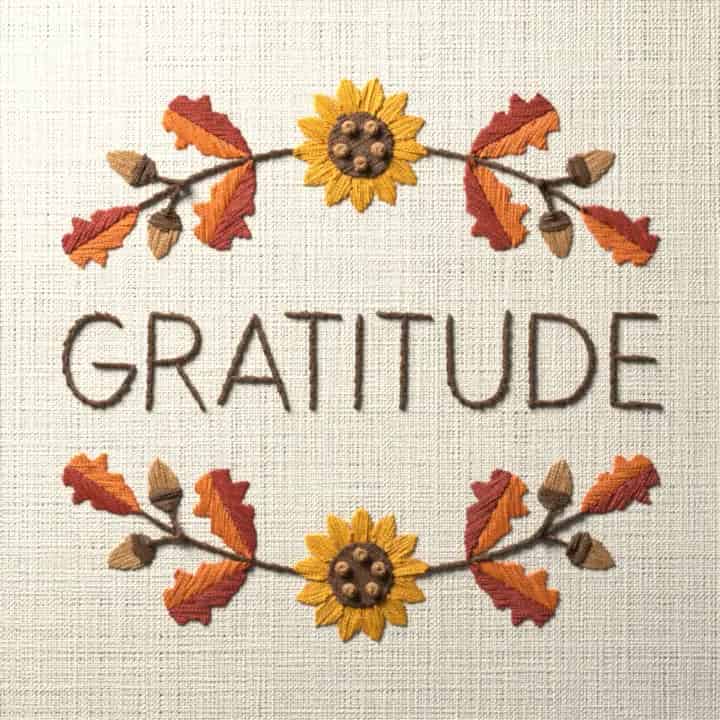 Gratitude: preview of the stitched design