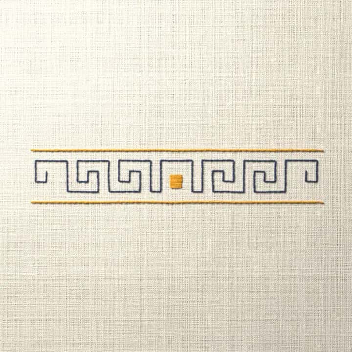 Greek key edging: preview of the stitched design