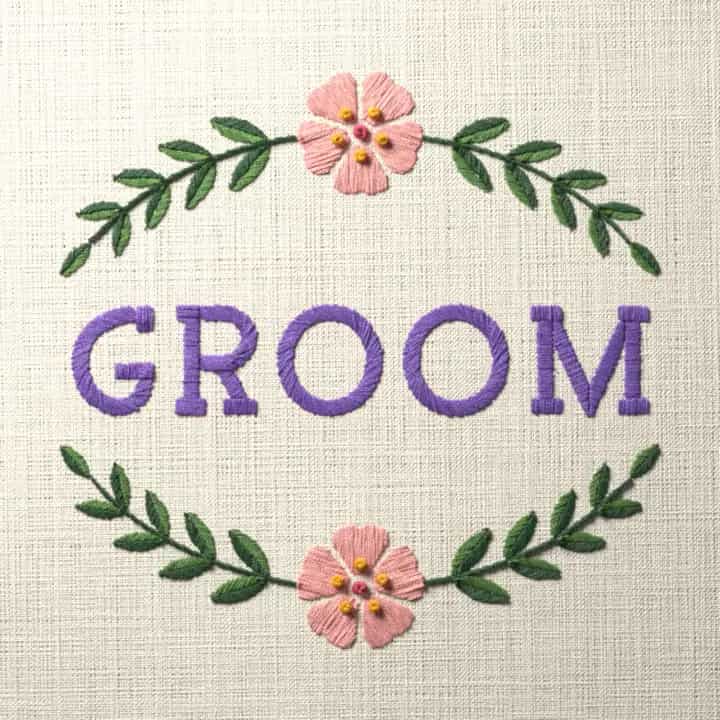 Groom: preview of the stitched design
