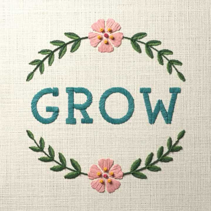 Grow: preview of the stitched design