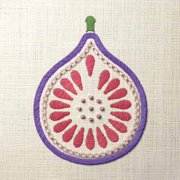 Halved fig: preview of the stitched design