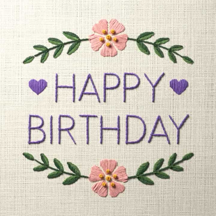 Happy birthday: preview of the stitched design