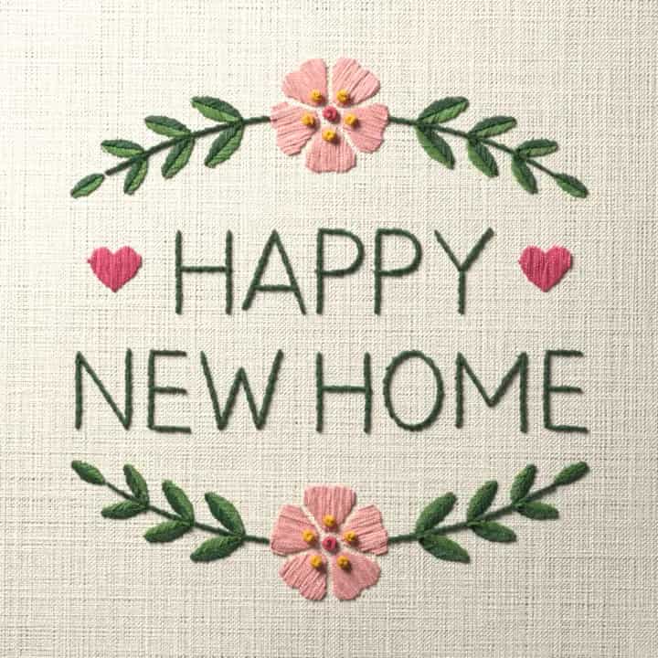 Happy new home: preview of the stitched design