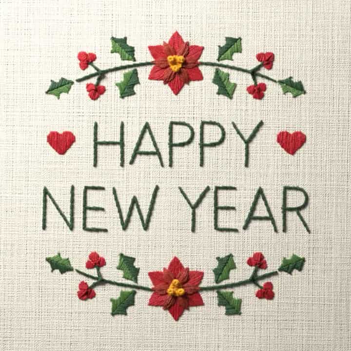 Happy New Year: preview of the stitched design