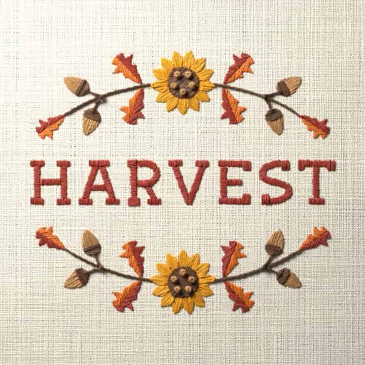 Harvest: preview of the stitched design