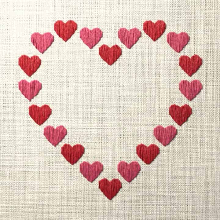 Heart of hearts: preview of the stitched design