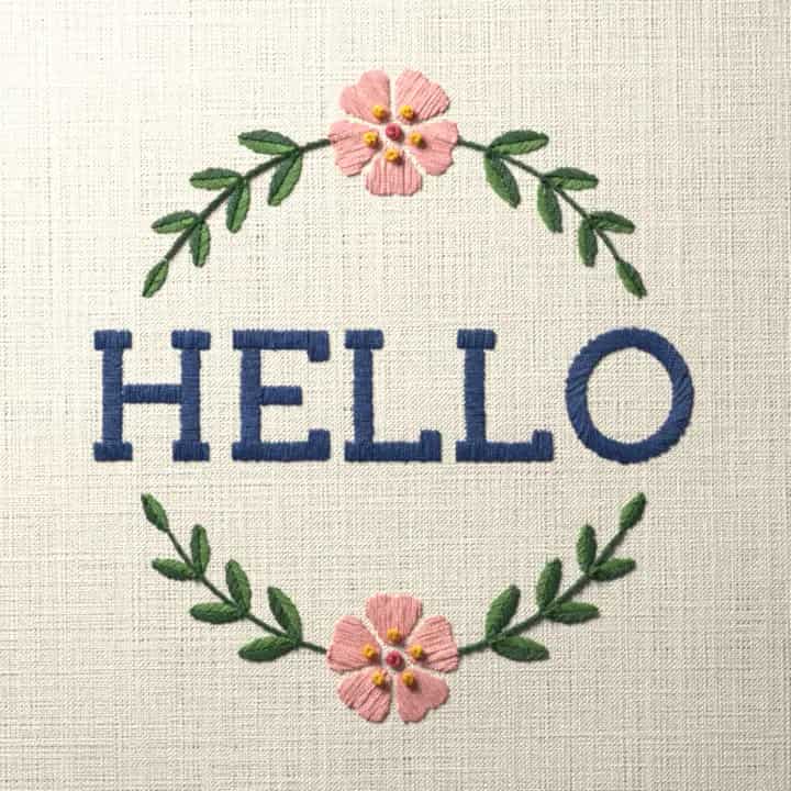 Hello: preview of the stitched design