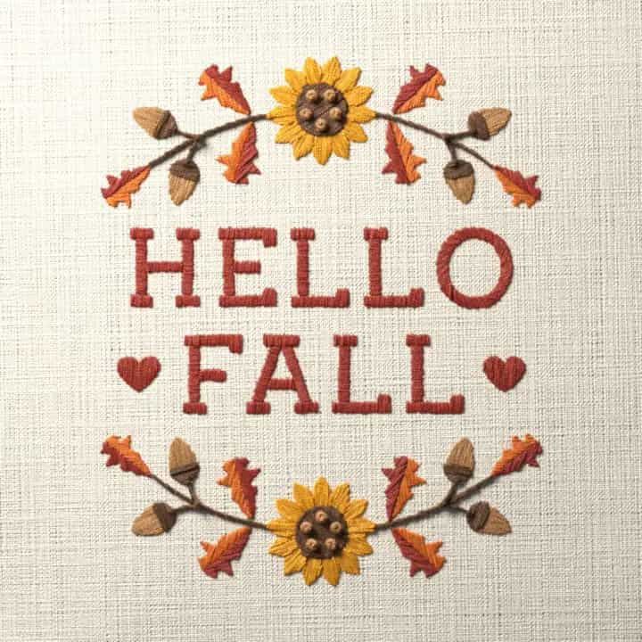 Hello fall: preview of the stitched design