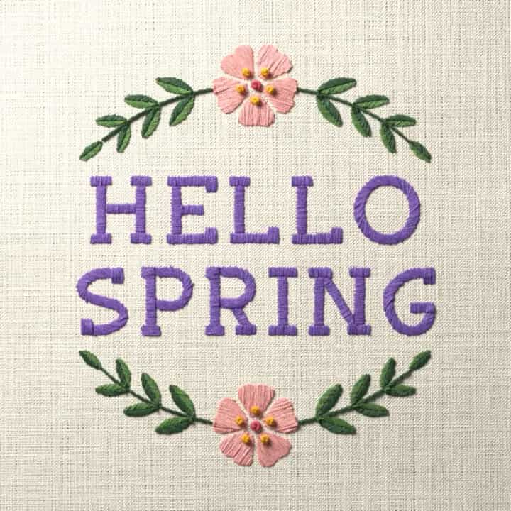 Hello spring: preview of the stitched design