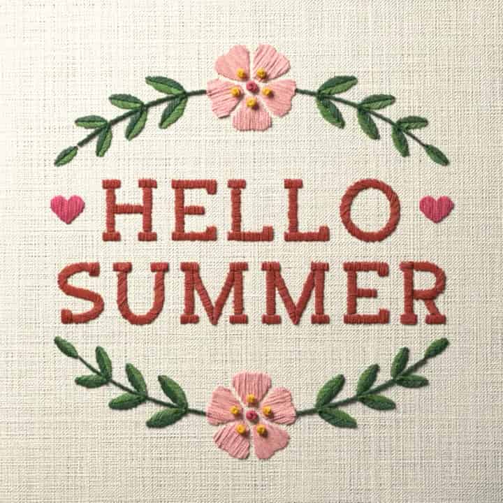 Hello summer: preview of the stitched design