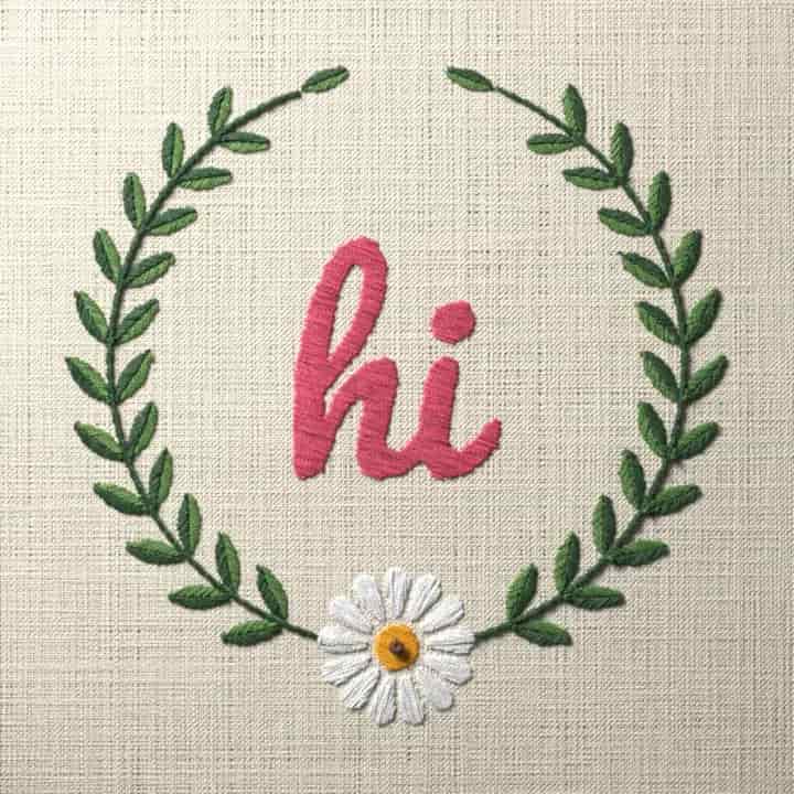 Hi: preview of the stitched design