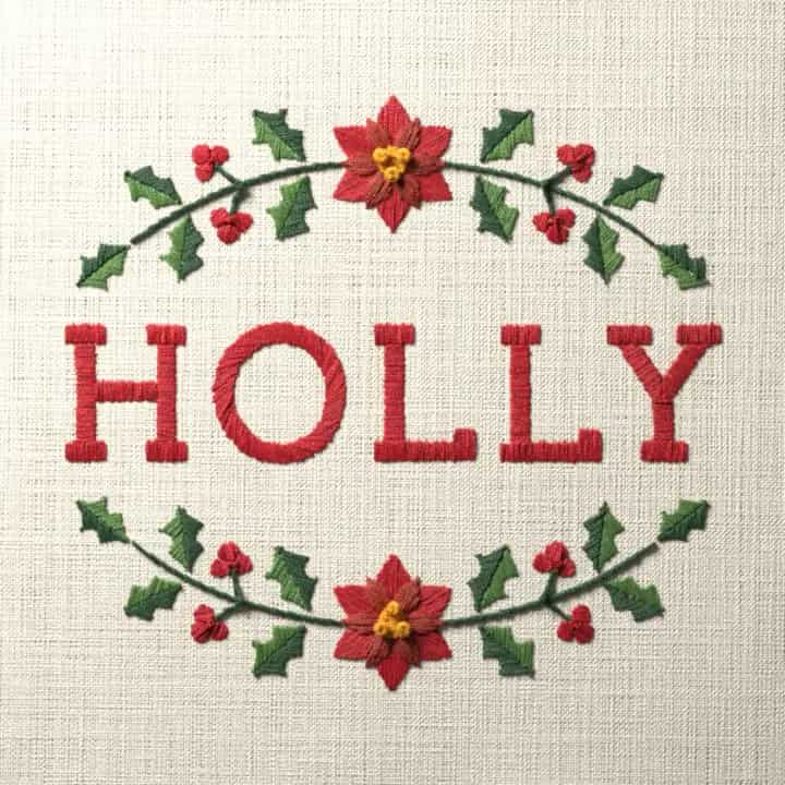 Holly: preview of the stitched design