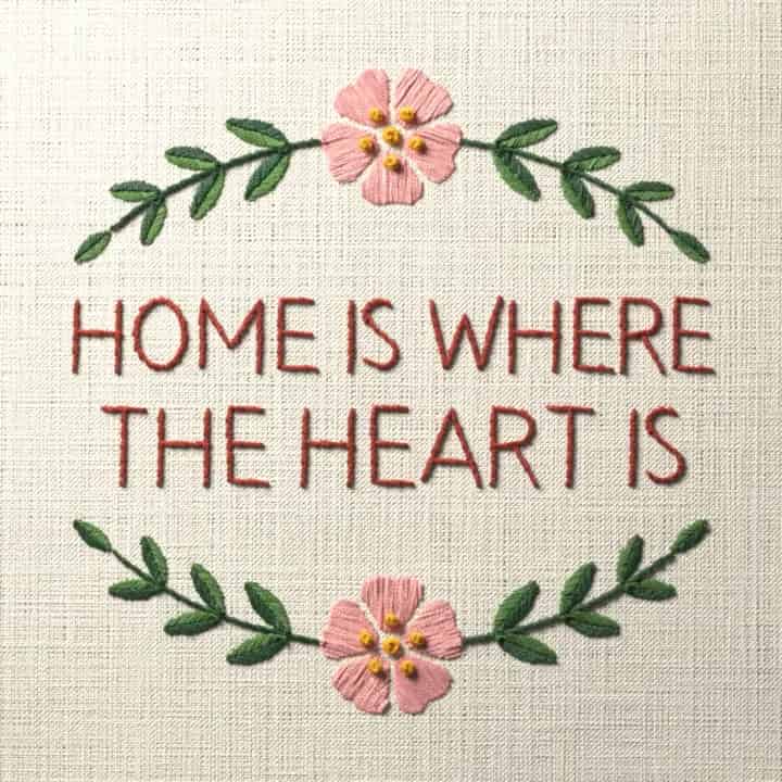 Home is where the heart is: preview of the stitched design