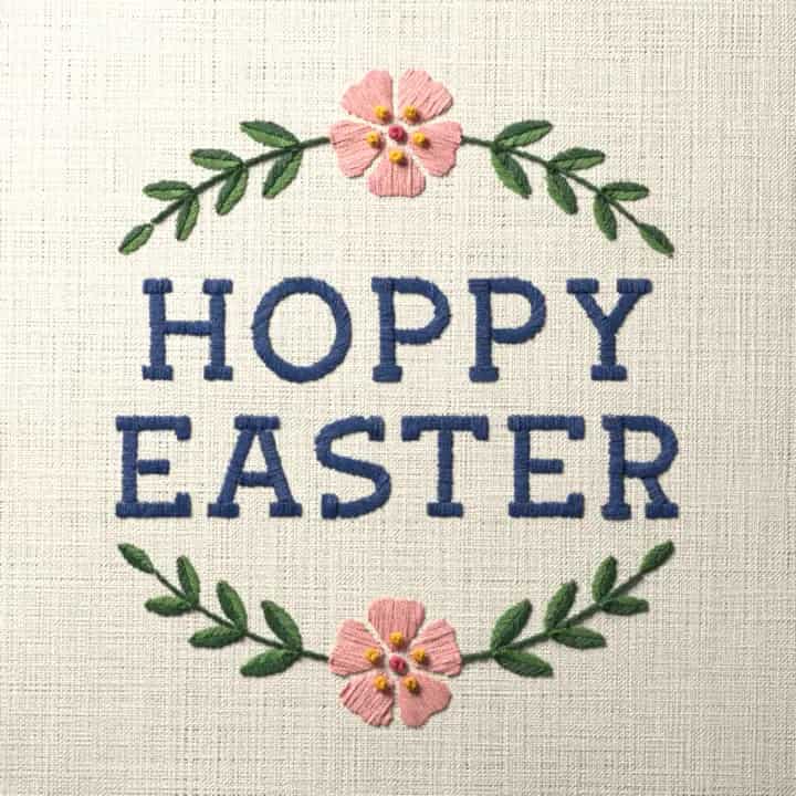 Hoppy Easter: preview of the stitched design