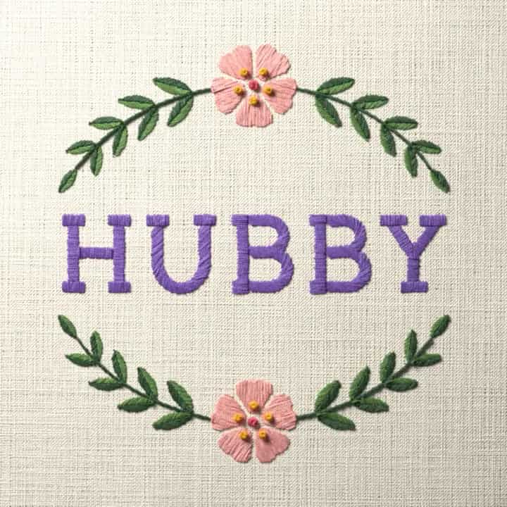 Hubby: preview of the stitched design