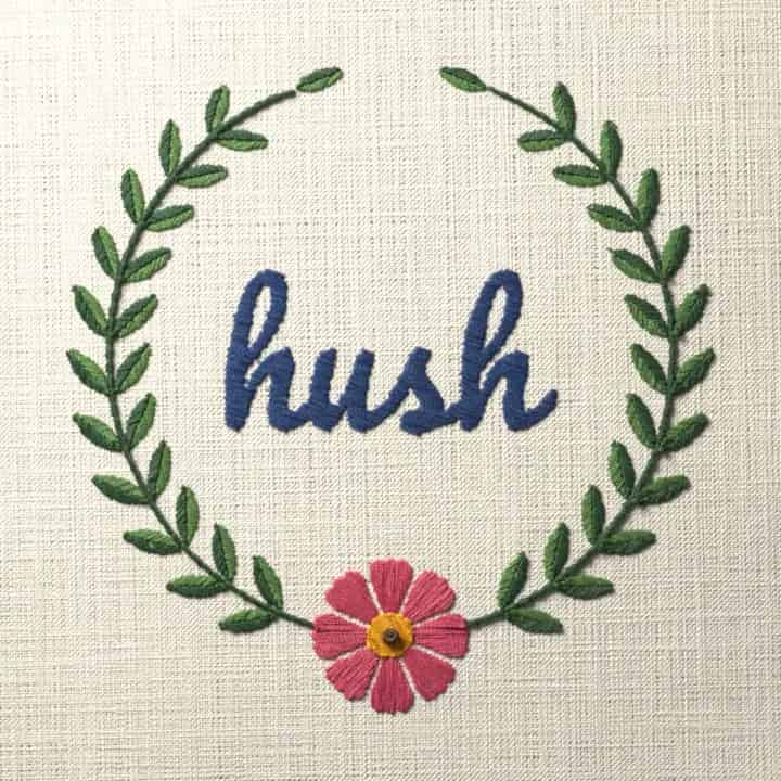 Hush: preview of the stitched design