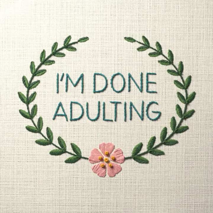 I’m done adulting: preview of the stitched design