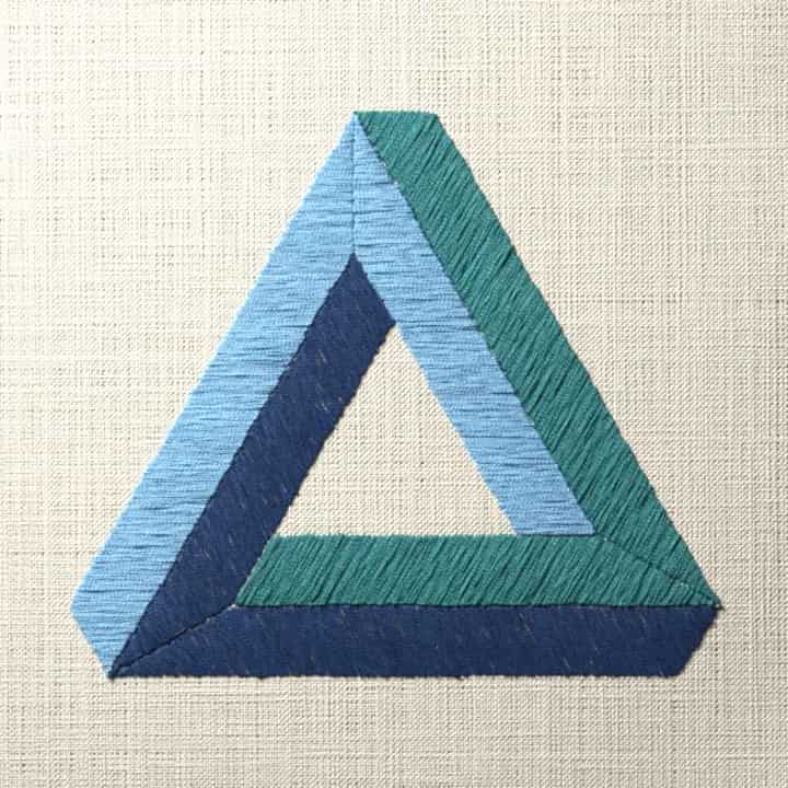 Impossible triangle: preview of the stitched design