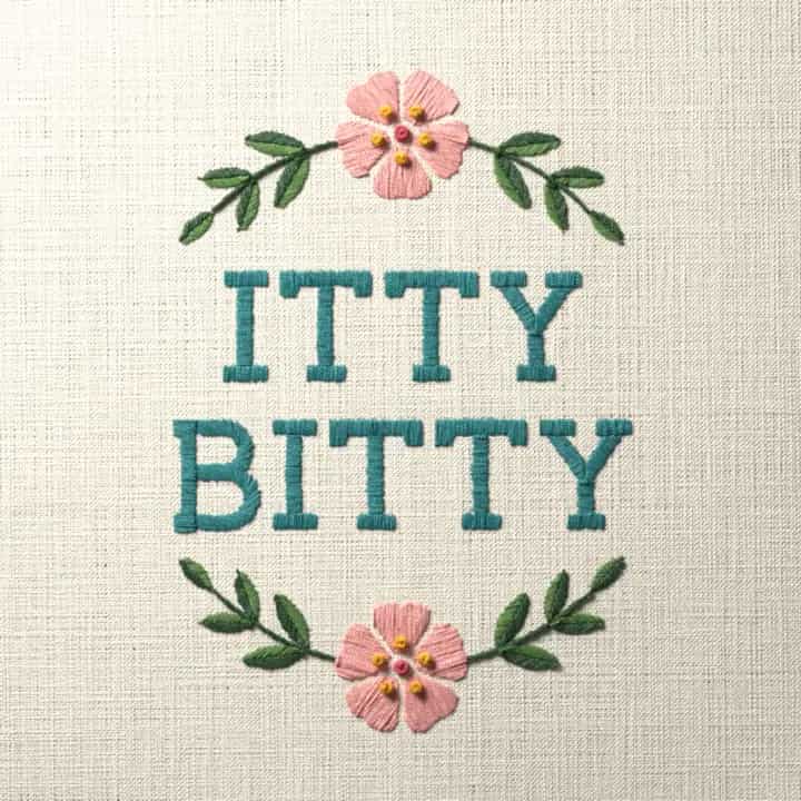 Itty bitty: preview of the stitched design