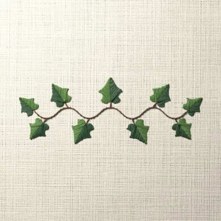 Ivy vine edging: preview of the stitched design
