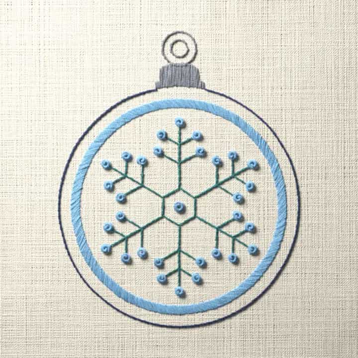 Jeweled snowflake bauble: preview of the stitched design