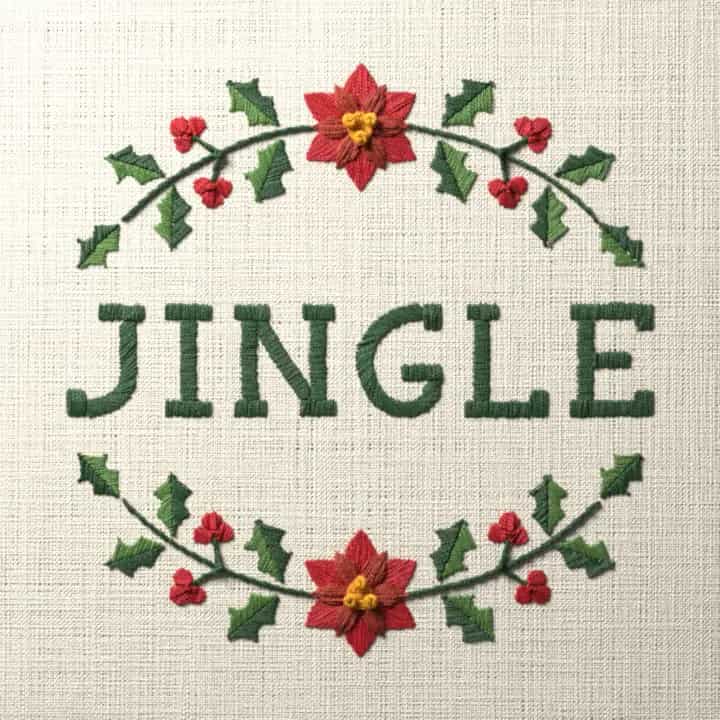 Jingle in holly: preview of the stitched design