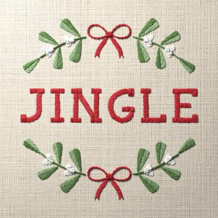 Jingle in mistletoe: preview of the stitched design