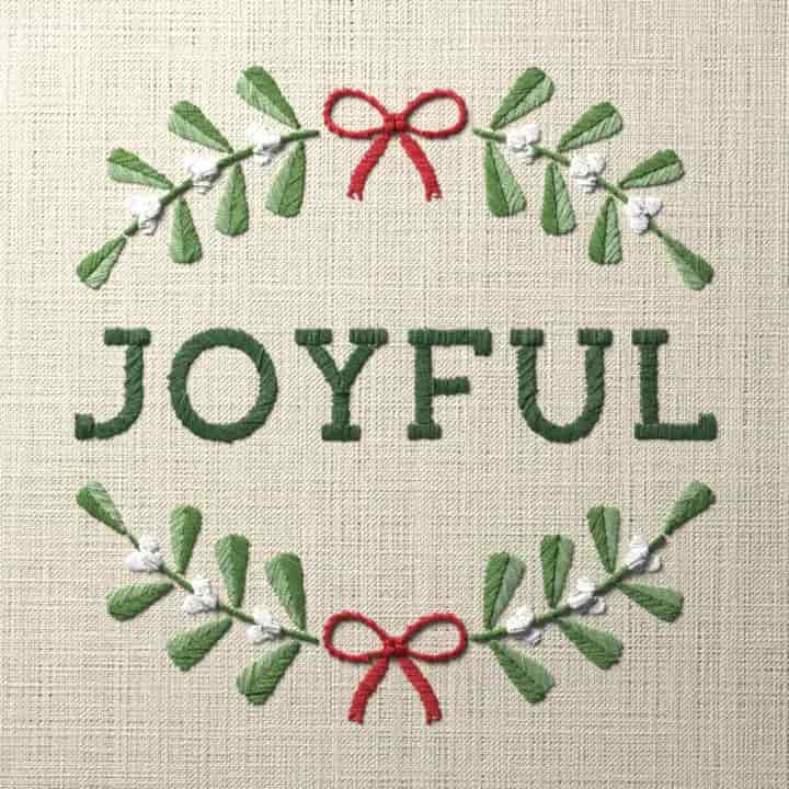 Joyful in mistletoe: preview of the stitched design