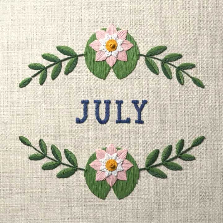 July birth flower, water lily: preview of the stitched design