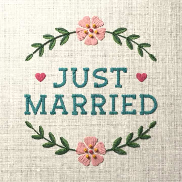 Just married: preview of the stitched design
