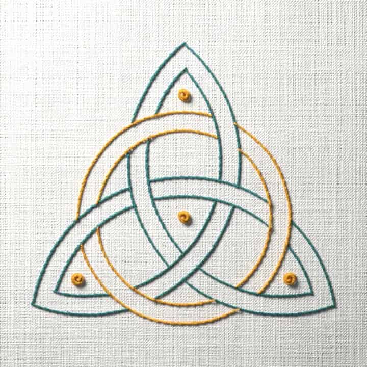 Ringed trinity knot: preview of the stitched design