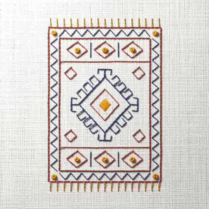 Kilim rug: preview of the stitched design