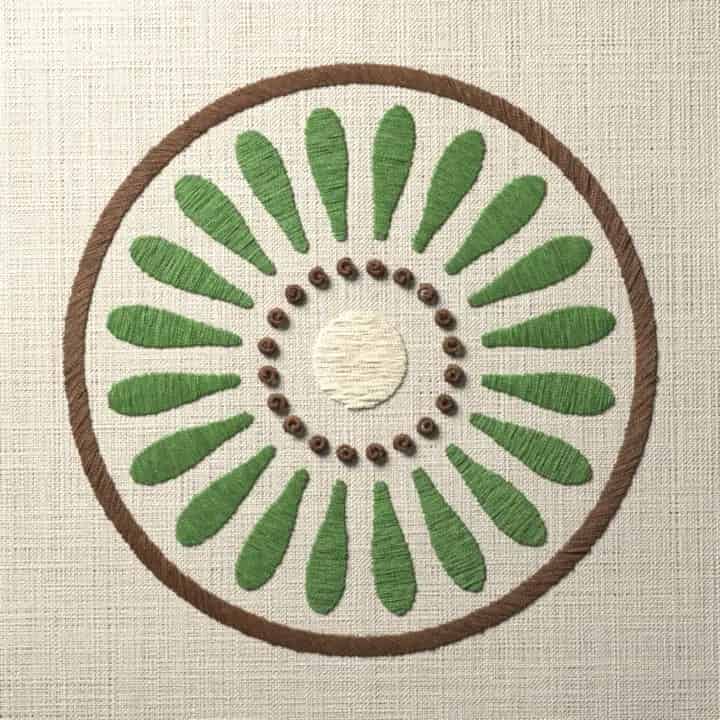 Kiwi slice: preview of the stitched design