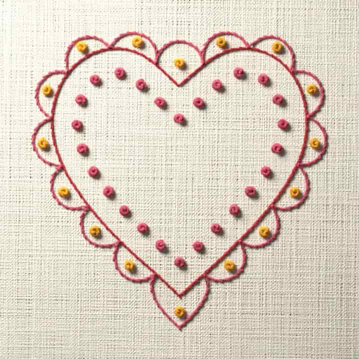 Lace heart frame: preview of the stitched design
