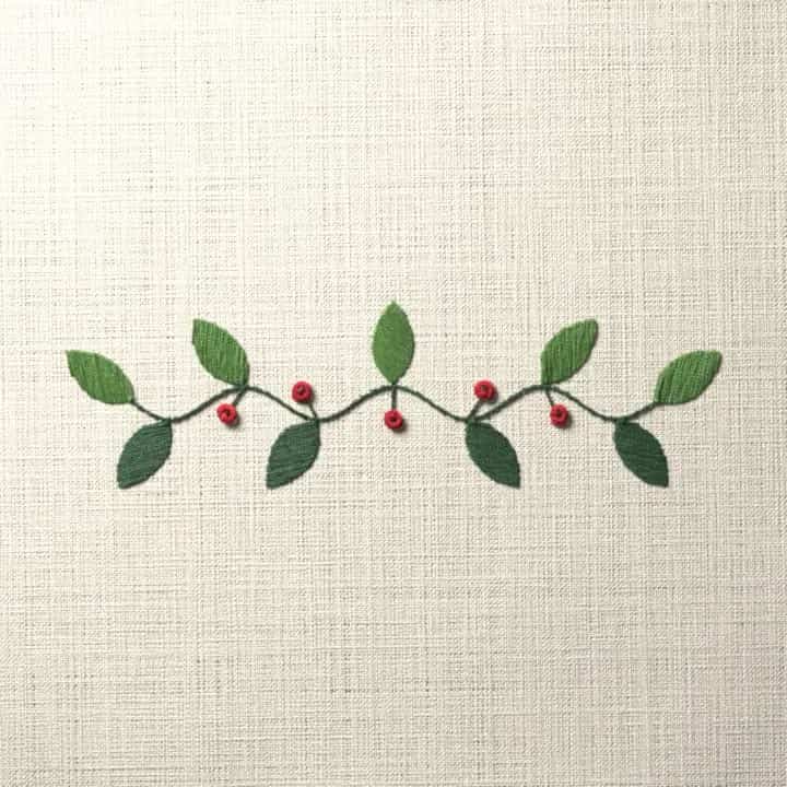 Leafy vine edging: preview of the stitched design