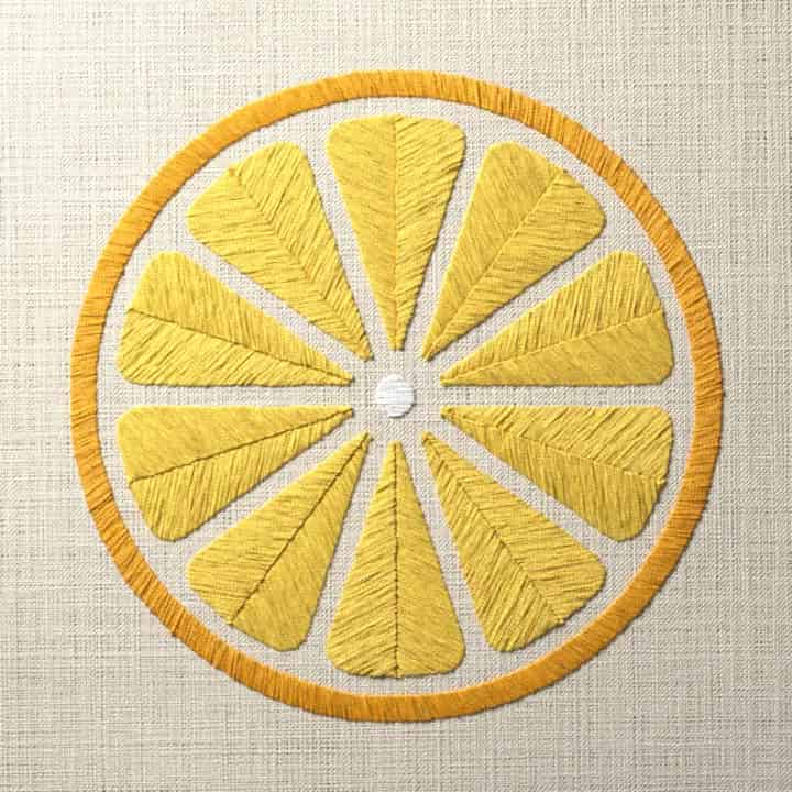 Lemon slice: preview of the stitched design