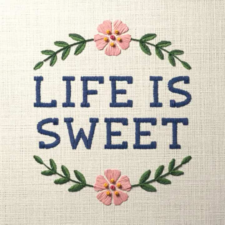 Life is sweet: preview of the stitched design