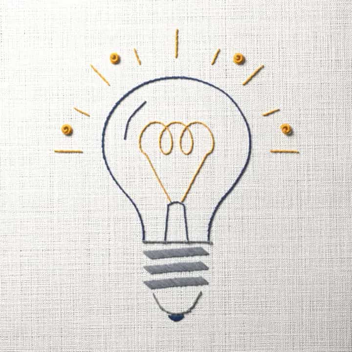 Light bulb: preview of the stitched design