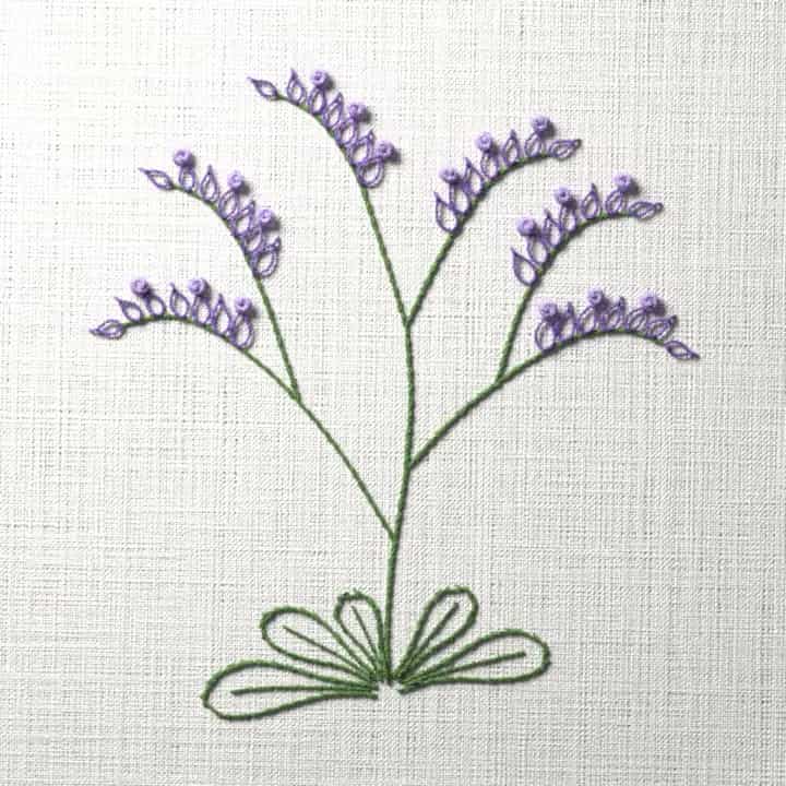 Sea lavender: preview of the stitched design