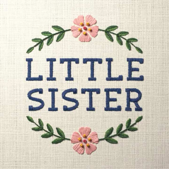 Little sister: preview of the stitched design