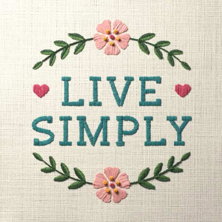 Live simply in laurel: preview of the stitched design