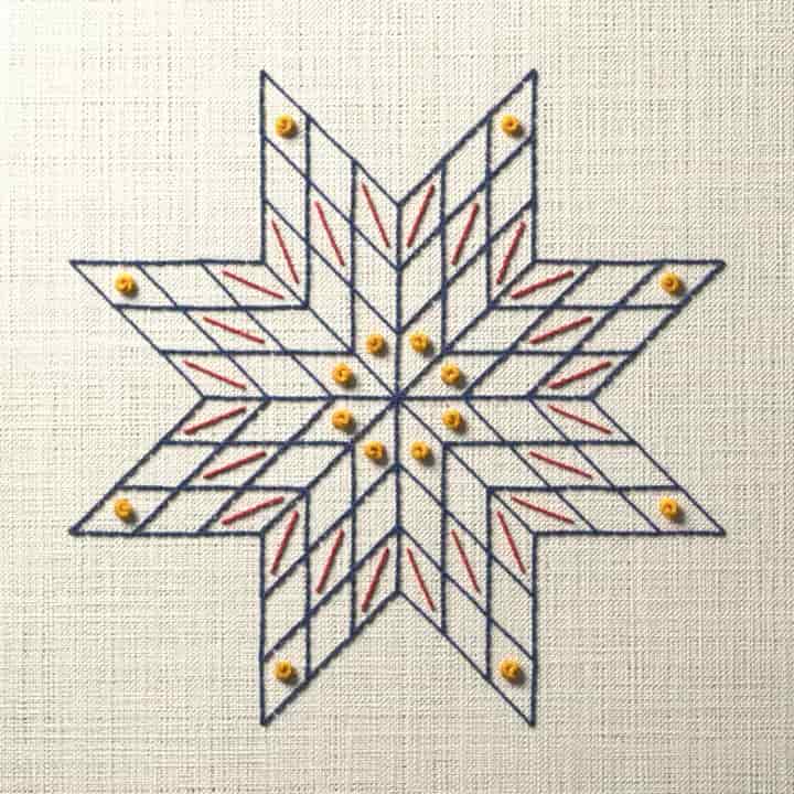 Lone star quilt: preview of the stitched design