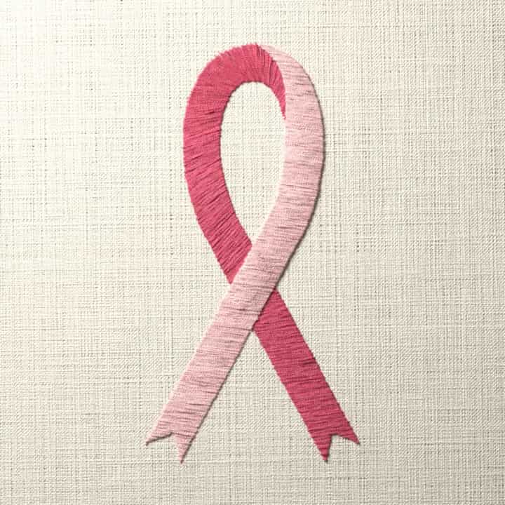 Looped awareness ribbon: preview of the stitched design