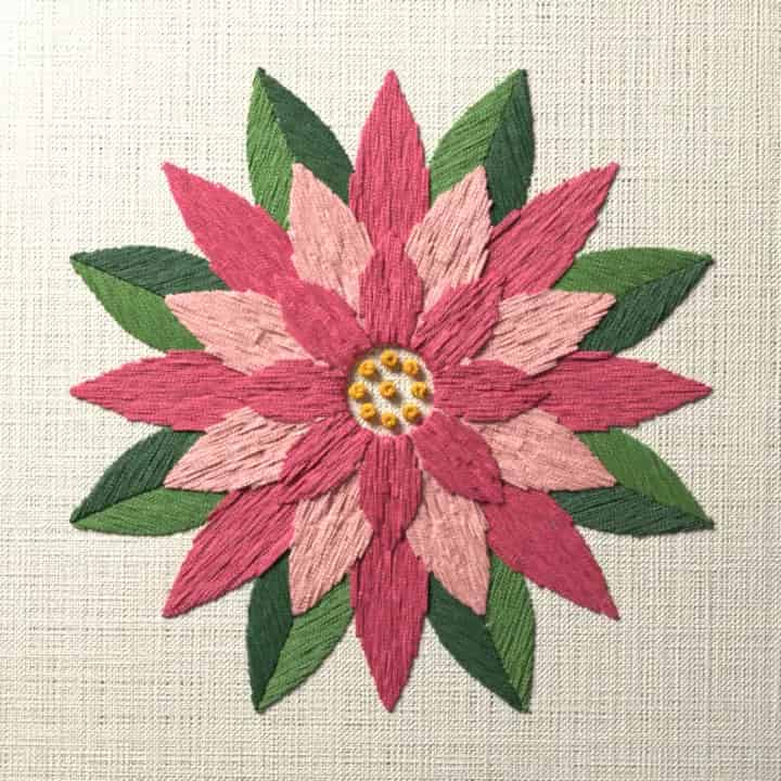Lotus mandala: preview of the stitched design
