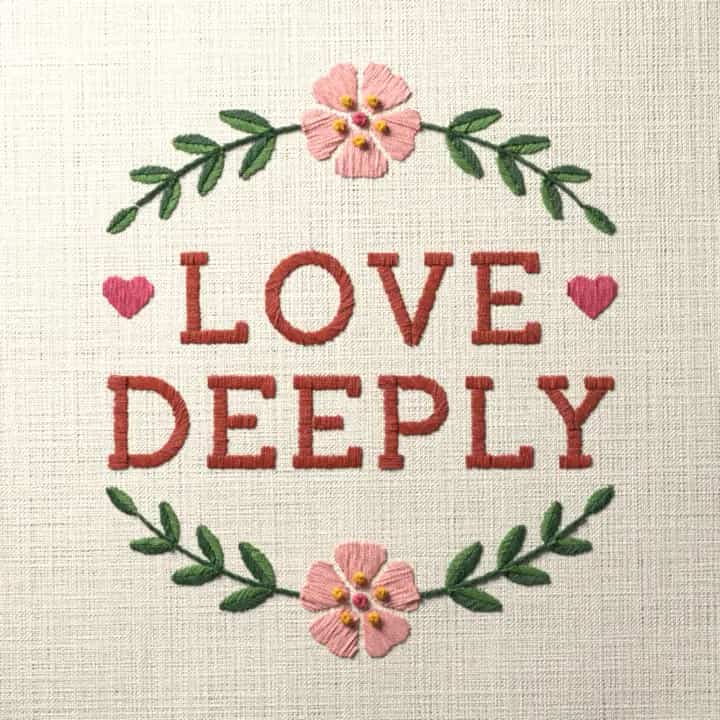 Love deeply: preview of the stitched design