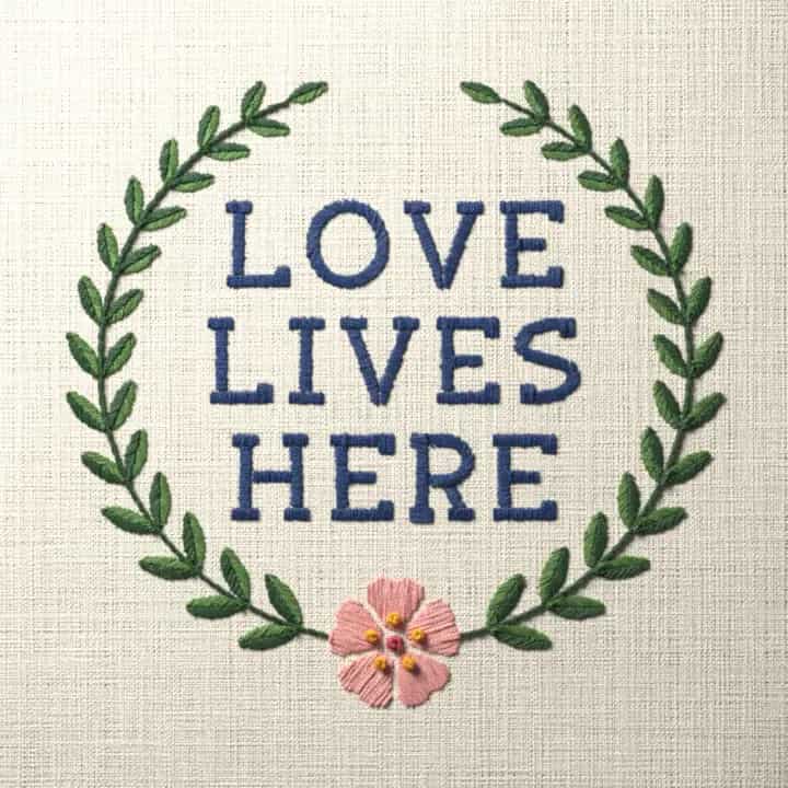 Love lives here: preview of the stitched design