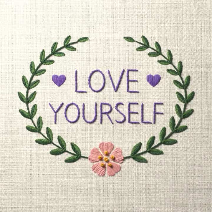 Love yourself: preview of the stitched design