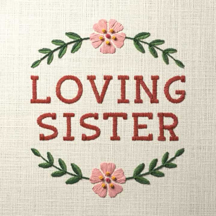 Loving sister: preview of the stitched design
