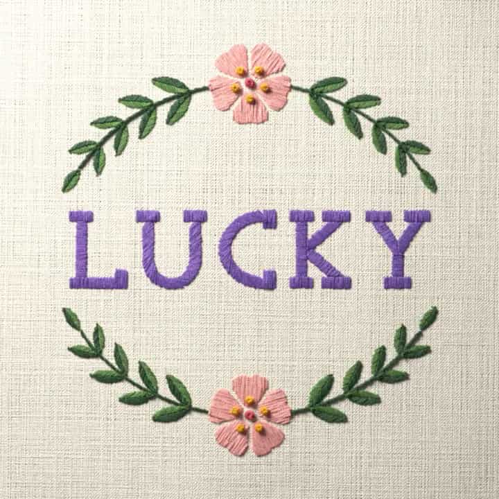 Lucky: preview of the stitched design