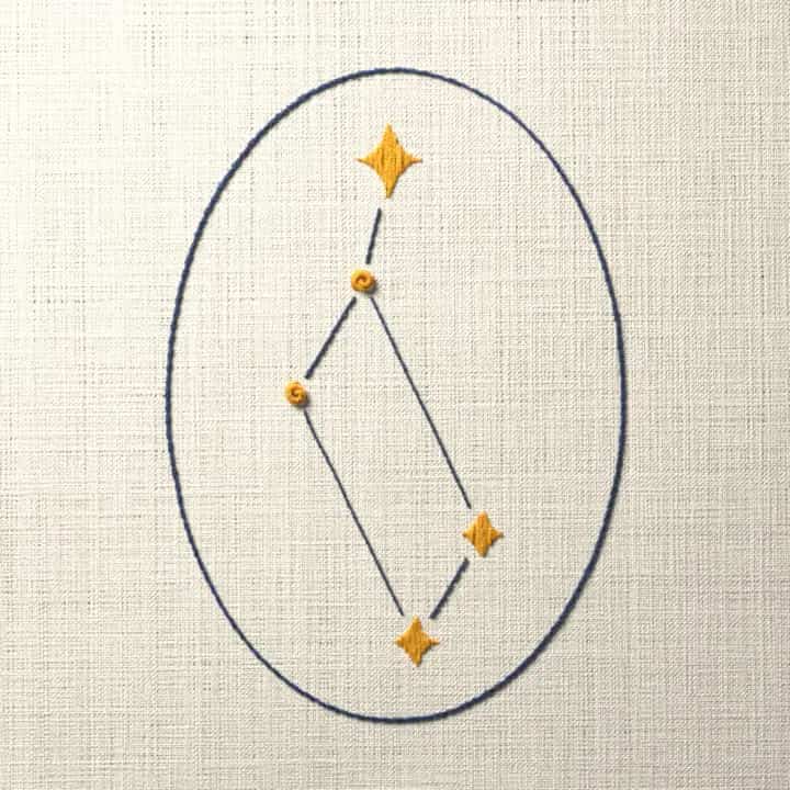 Lyra constellation: preview of the stitched design
